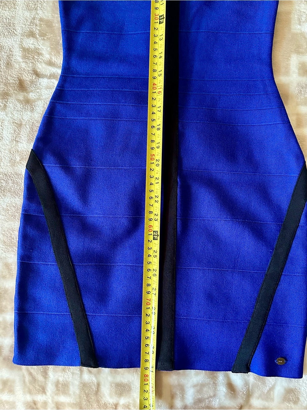 Guess Royal Blue and Black Halter Body-con Mini Dress - Picture 3 of 7